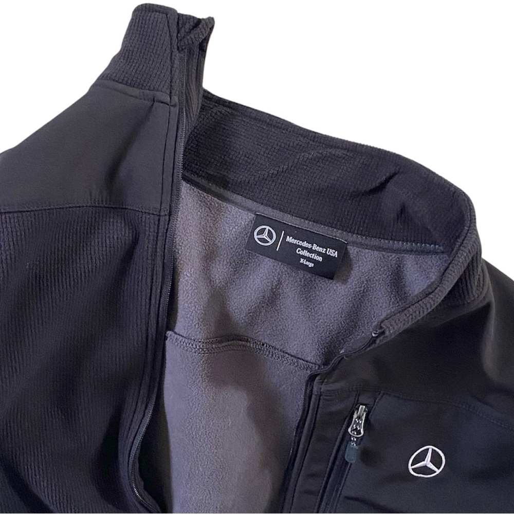 MERCEDES-BENZ USA COLLECTION MENS BLK FULL-ZIP WAFFLE GRID FLEECE JACKET XL NWOT - Picture 7 of 14